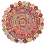 Beige Blue Jute Braided Doormatfor Living Room – Multicolor handmade by LoomifyHome