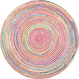 White Beige Jute Braided Round Rugfor Living Room – Fiber handmade by LoomifyHome