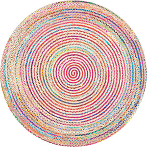 White Beige Jute Braided Round Rugfor Living Room – Fiber handmade by LoomifyHome