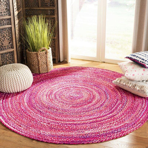Beige Blue Jute Braided Round Rugfor Living Room – Artisan Style 16 handmade by LoomifyHome