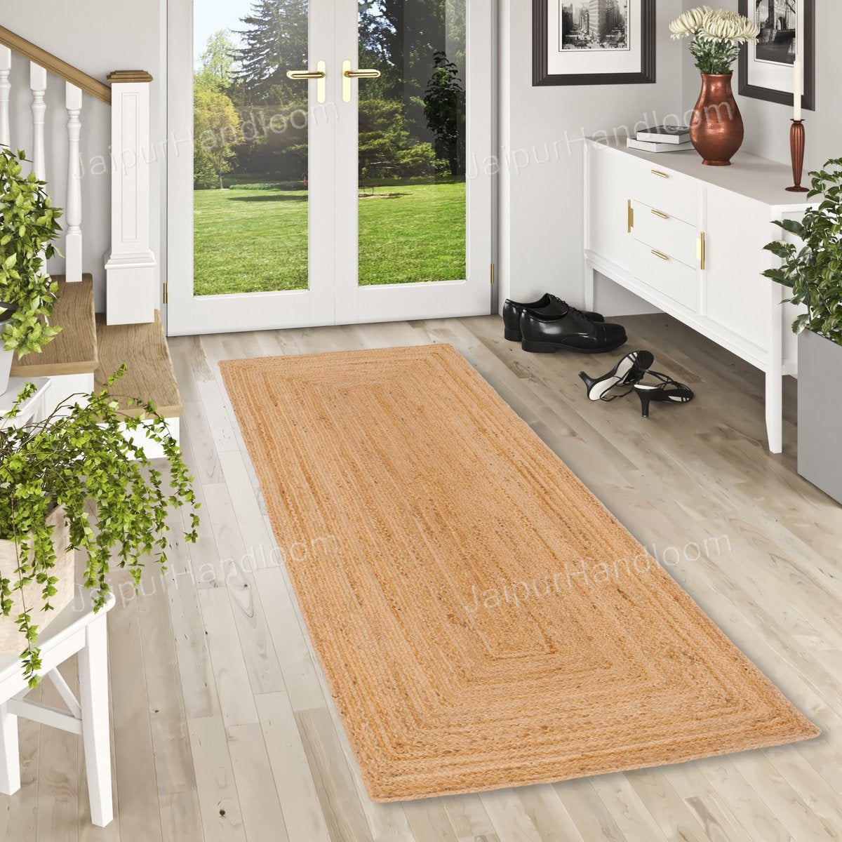 Beige Jute Braided Runner Rugfor Living Room – 6 x 9 handmade by LoomifyHome