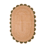 Beige Multicolor Jute Braided Oval Rugfor Living Room – Scalloped handmade by LoomifyHome