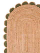 Beige Multicolor Jute Braided Oval Rugfor Living Room – Scalloped handmade by LoomifyHome