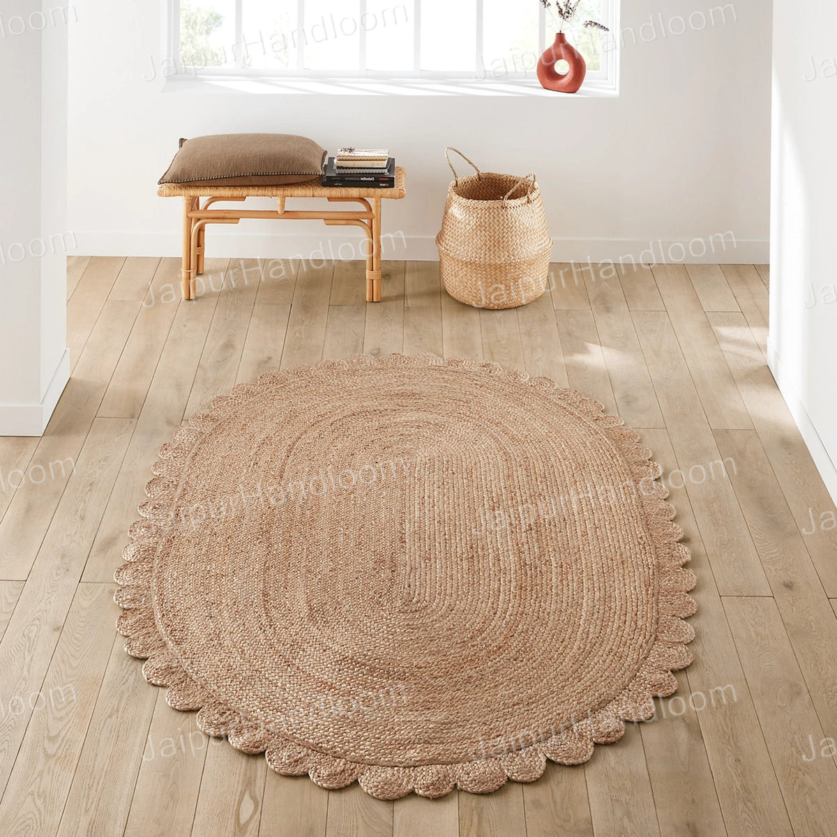 Beige Multicolor Jute Braided Doormatfor Living Room handmade by LoomifyHome