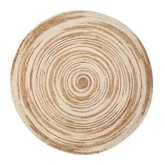 Beige Blue Jute Braided Round Rugfor Living Room – Artisan Style 13 handmade by LoomifyHome