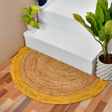 White Beige Jute Braided Half Moon Doormatfor Living Room – Kitchen handmade by LoomifyHome