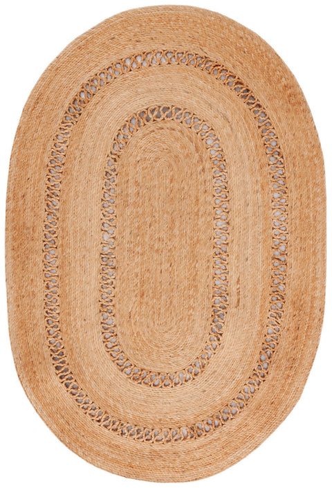 Beige Multicolor Jute Braided Oval Rugfor Living Room handmade by LoomifyHome