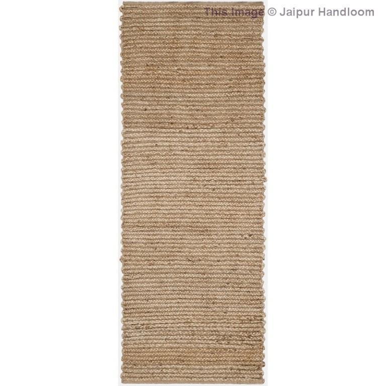 Beige Blue Jute Braided Runner Rugfor Living Room – 2 x 12 handmade by LoomifyHome