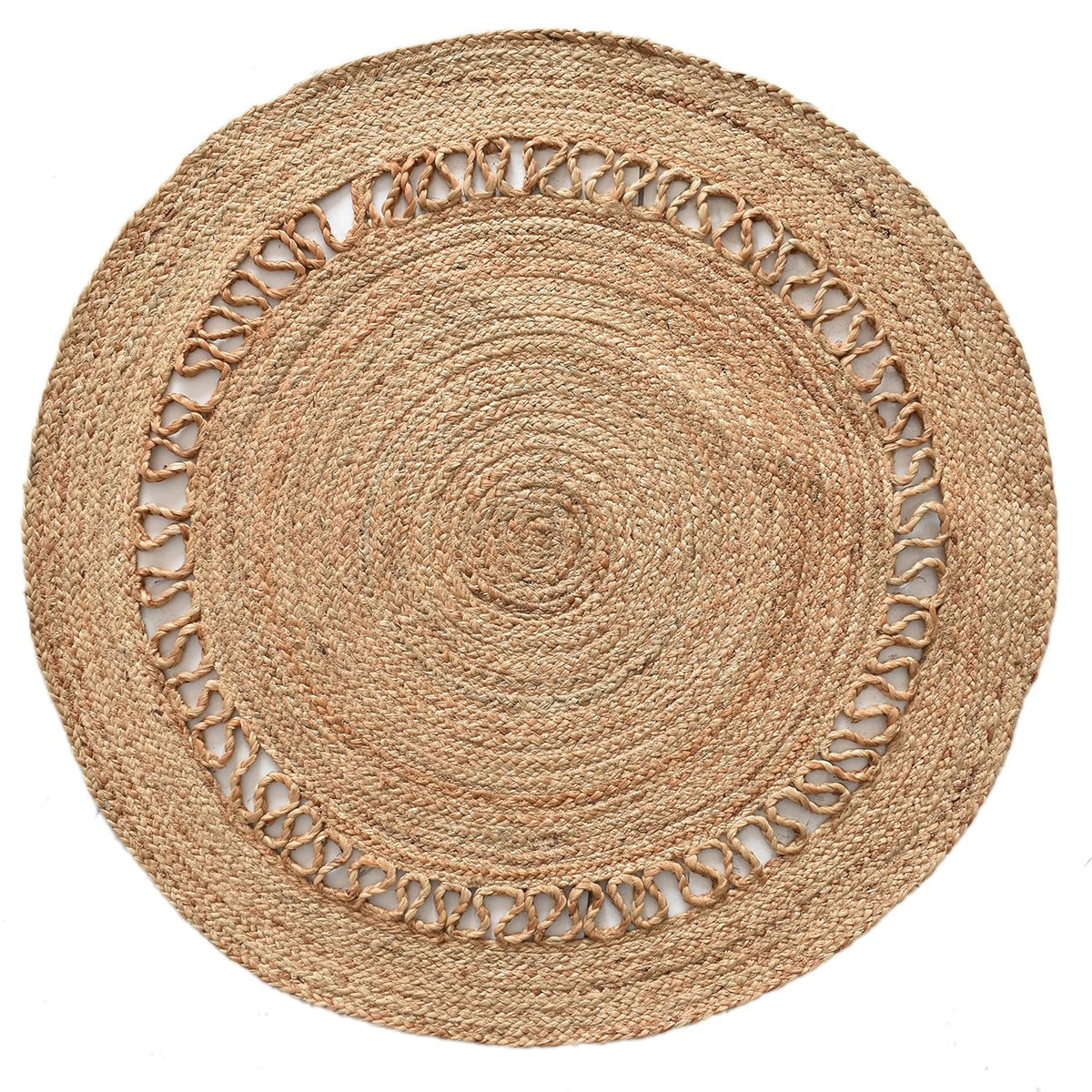 White Beige Jute Braided Round Rugfor Living Room – Bedroom Ready handmade by LoomifyHome