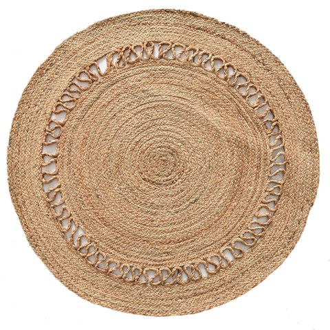 White Beige Jute Braided Round Rugfor Living Room – Bedroom Ready handmade by LoomifyHome