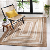 Beige Blue Jute Braided Runner Rugfor Living Room – 48 x 72 handmade by LoomifyHome