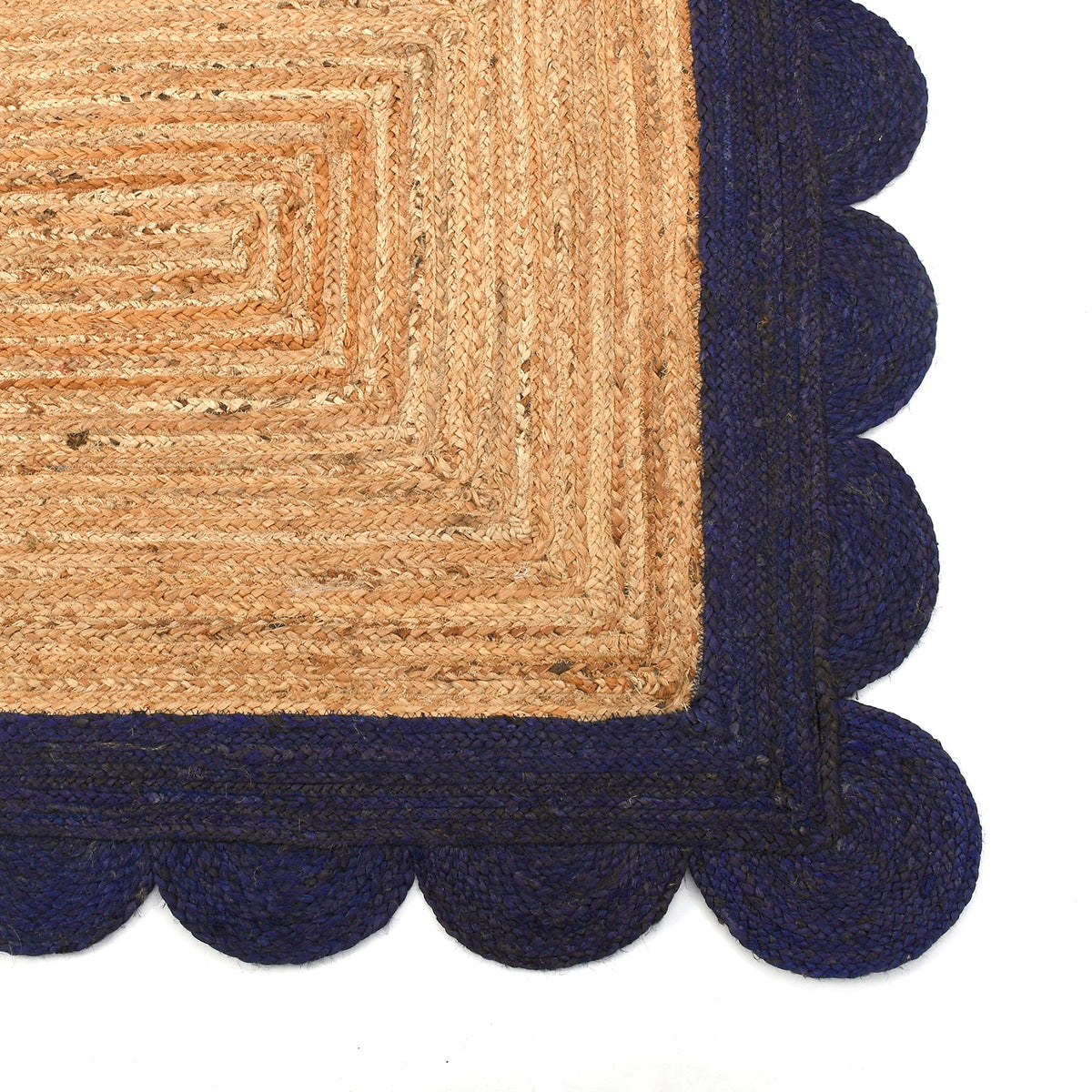 Beige Jute Braided Scalloped Rugfor Living Room – Scalloped handmade by LoomifyHome