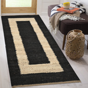 Black Beige Jute Braided Stair Runnerfor Living Room – Bohemian handmade by LoomifyHome