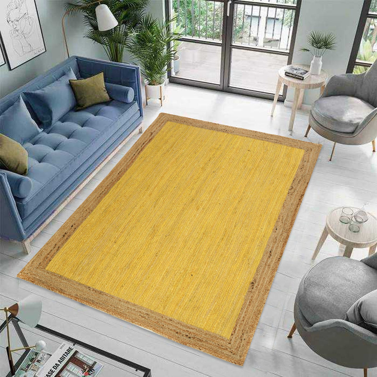 White Beige Jute Braided Runner Rugfor Living Room – 6 x 8 handmade by LoomifyHome