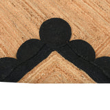 Black Beige Jute Braided Runner Rugfor Living Room – Scalloped handmade by LoomifyHome