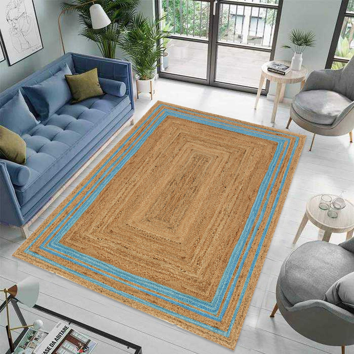 White Beige Jute Braided Runner Rugfor Living Room – 3 x 4 handmade by LoomifyHome