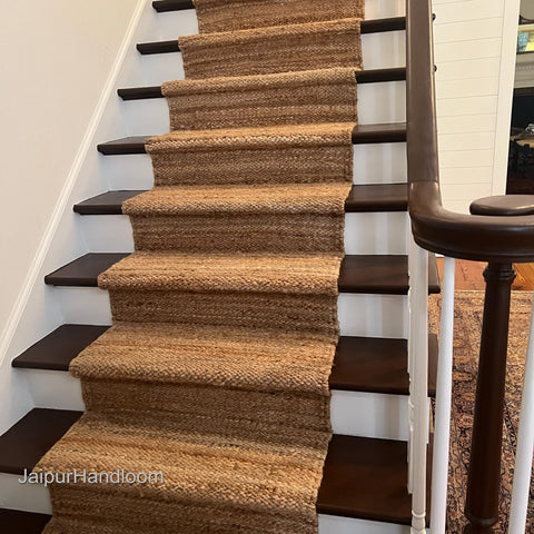 Beige Jute Braided Stair Runnerfor Living Room – 7 x 9 handmade by LoomifyHome