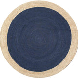 Beige Blue Jute Braided Round Rugfor Living Room – Artisan Style 17 handmade by LoomifyHome