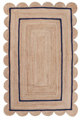 Beige Blue Jute Braided Runner Rugfor Living Room handmade by LoomifyHome