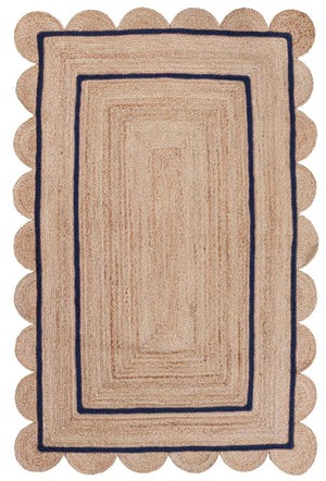 Beige Blue Jute Braided Runner Rugfor Living Room handmade by LoomifyHome