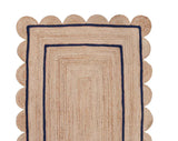 Beige Blue Jute Braided Runner Rugfor Living Room handmade by LoomifyHome