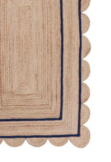 Beige Blue Jute Braided Runner Rugfor Living Room handmade by LoomifyHome