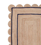 Beige Blue Jute Braided Runner Rugfor Living Room handmade by LoomifyHome