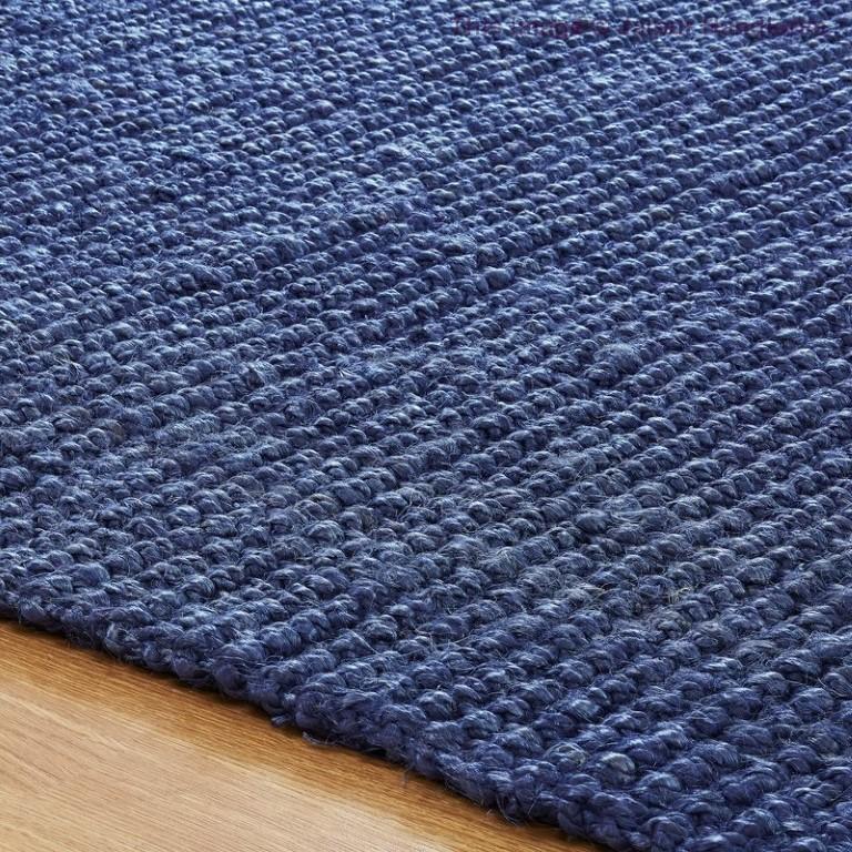 Beige Blue Jute Braided Runner Rugfor Living Room – 2 x 10 handmade by LoomifyHome