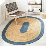 Blue Multicolor Jute Braided Oval Rugfor Living Room handmade by LoomifyHome