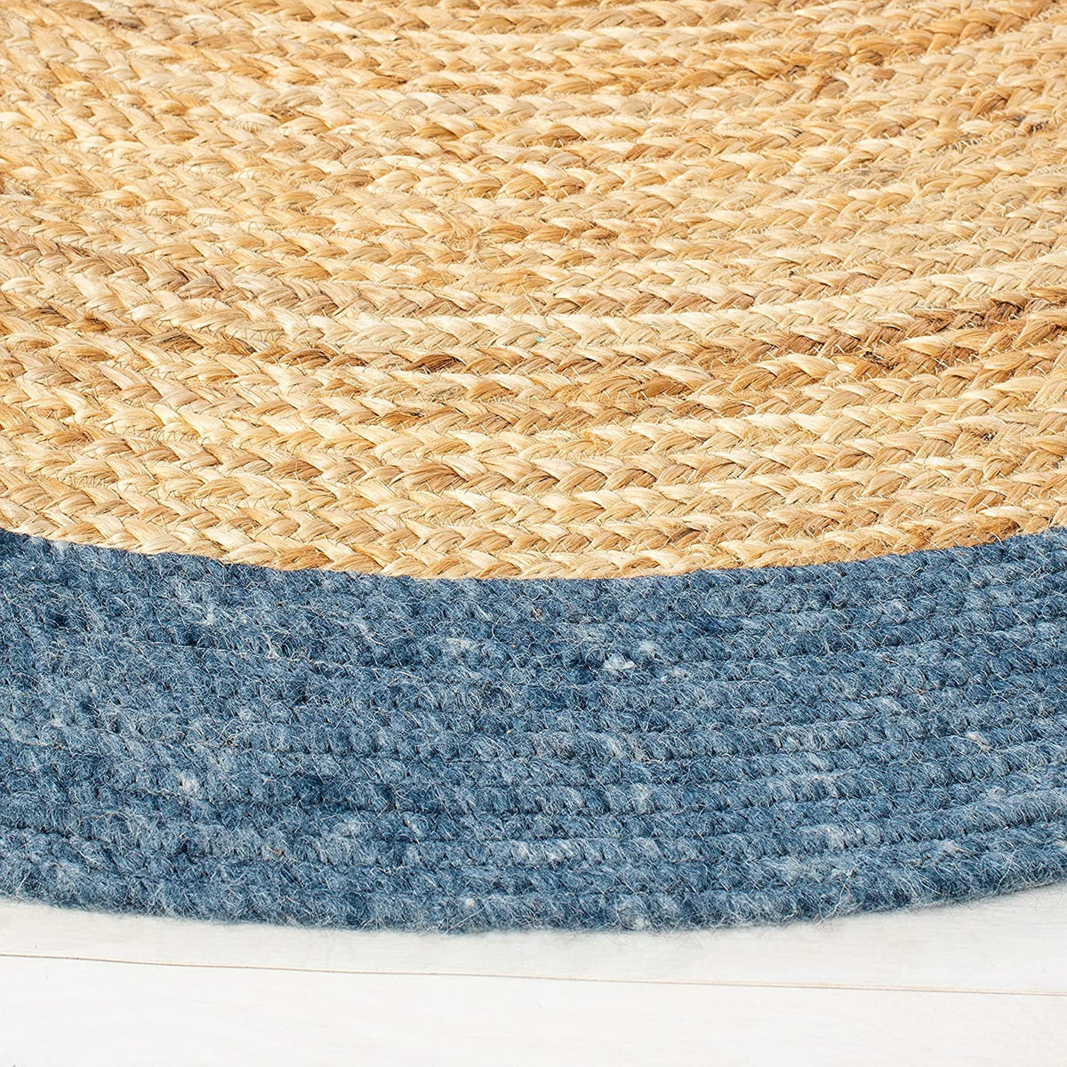 Blue Multicolor Jute Braided Oval Rugfor Living Room handmade by LoomifyHome