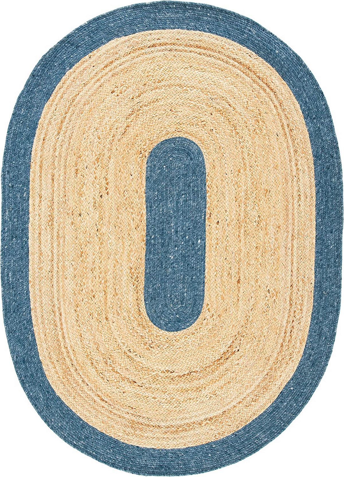 Blue Multicolor Jute Braided Oval Rugfor Living Room handmade by LoomifyHome