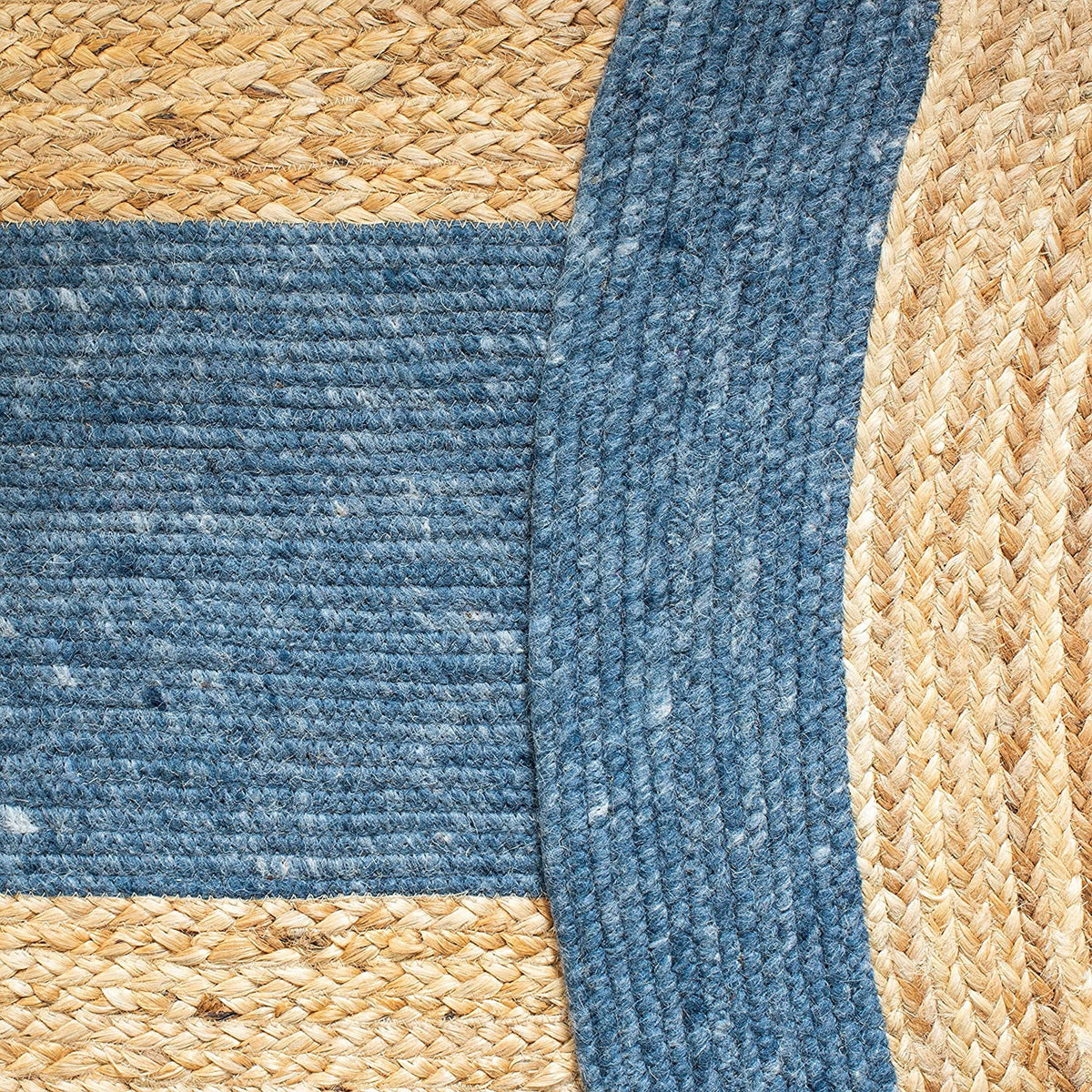 Blue Multicolor Jute Braided Oval Rugfor Living Room handmade by LoomifyHome