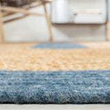 Blue Multicolor Jute Braided Oval Rugfor Living Room handmade by LoomifyHome