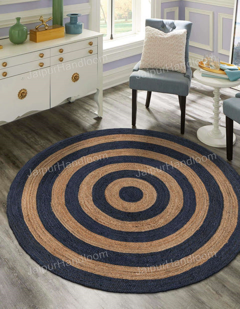 White Beige Jute Braided Round Rugfor Living Room – Studio Style Two handmade by LoomifyHome