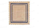 Beige Blue Jute Braided Runner Rugfor Living Room – Scalloped handmade by LoomifyHome