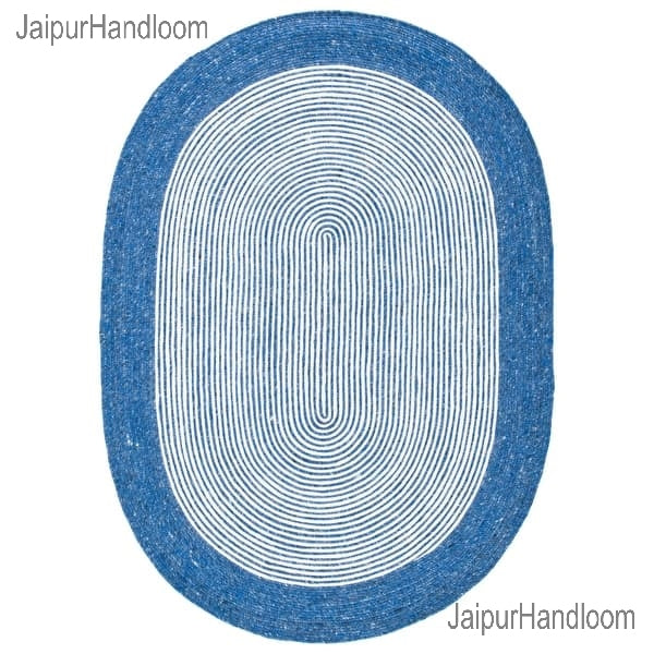 Blue Multicolor Jute Braided Oval Rugfor Living Room – Coastal handmade by LoomifyHome