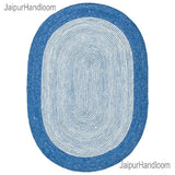 Blue Multicolor Jute Braided Oval Rugfor Living Room – Coastal handmade by LoomifyHome