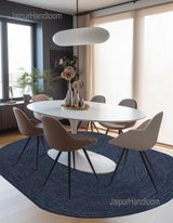 Blue Multicolor Jute Braided Oval Rugfor Living Room – Living Room Ready handmade by LoomifyHome