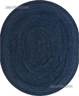 Blue Multicolor Jute Braided Oval Rugfor Living Room – Living Room Ready handmade by LoomifyHome