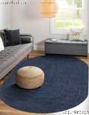 Blue Multicolor Jute Braided Oval Rugfor Living Room – Living Room Ready handmade by LoomifyHome