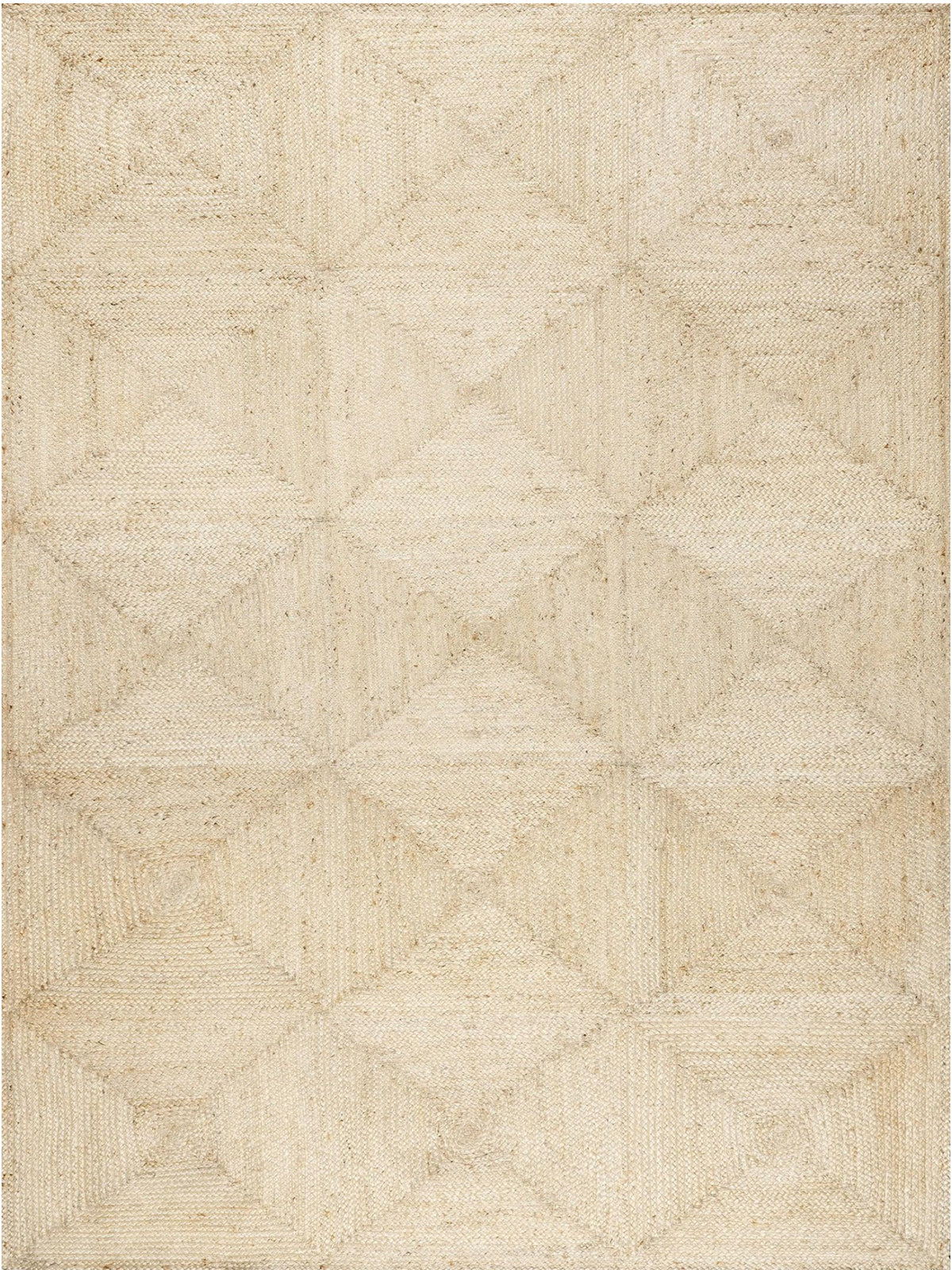 White Beige Jute Braided Area Rugfor Living Room – Geometric handmade by LoomifyHome