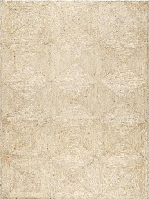 White Beige Jute Braided Area Rugfor Living Room – Geometric handmade by LoomifyHome