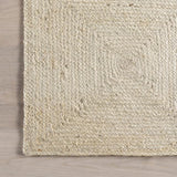 White Beige Jute Braided Area Rugfor Living Room – Geometric handmade by LoomifyHome