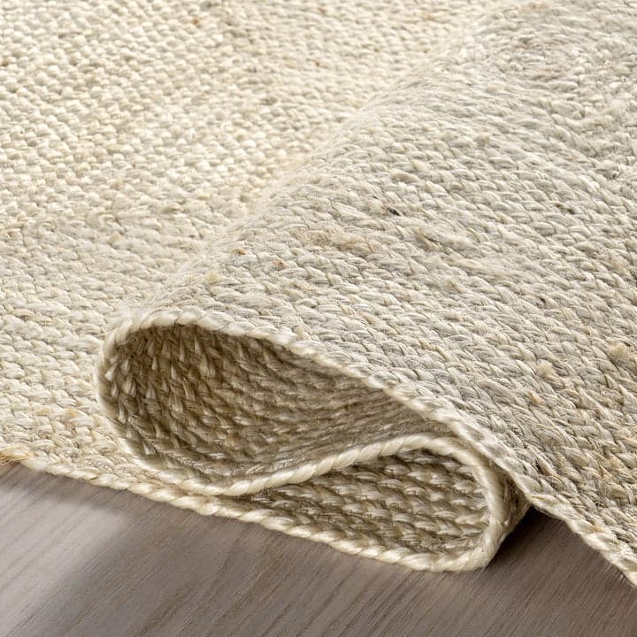 White Beige Jute Braided Area Rugfor Living Room – Geometric handmade by LoomifyHome