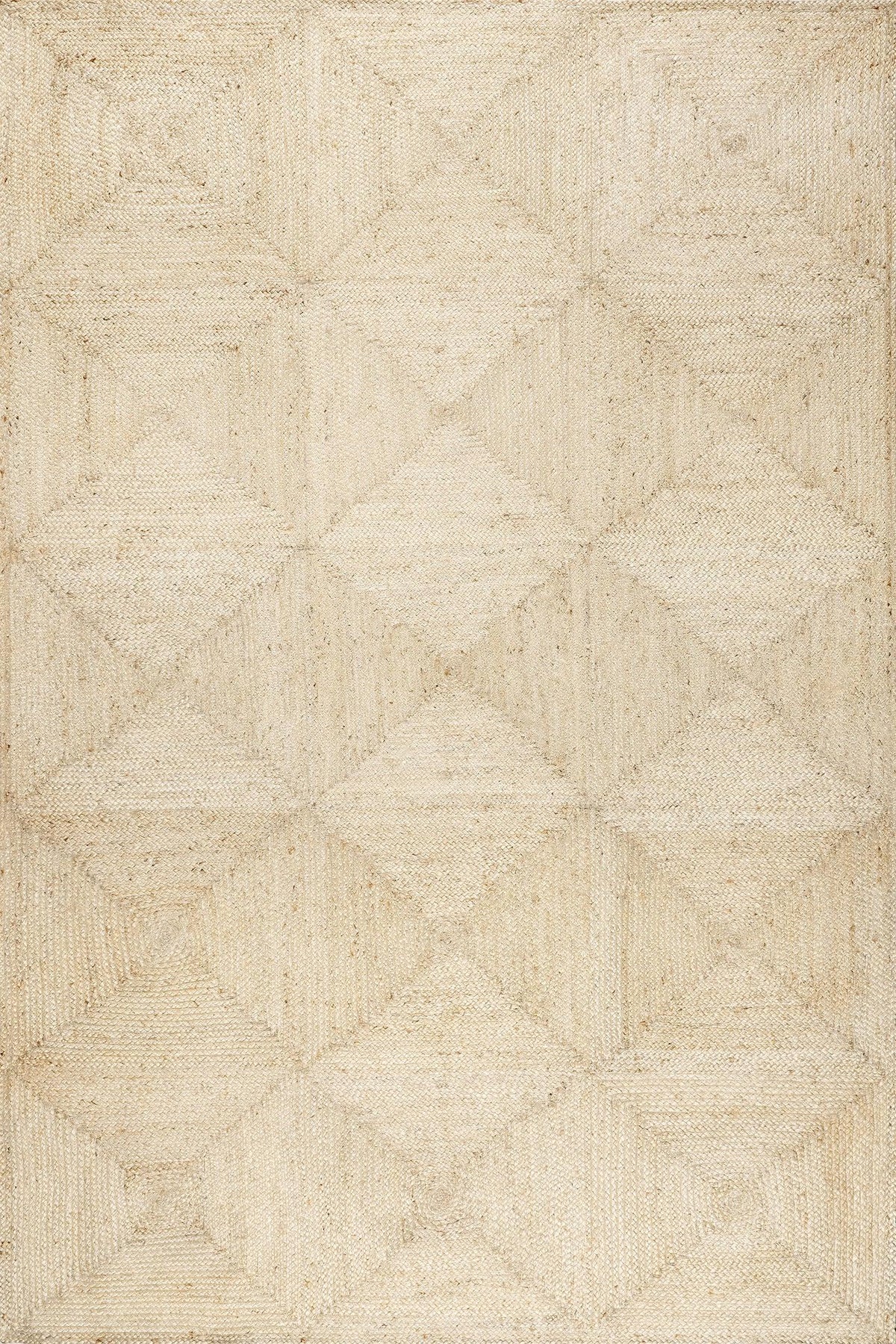 White Beige Jute Braided Area Rugfor Living Room – Geometric handmade by LoomifyHome