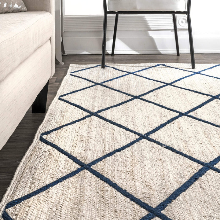 White Beige Jute Braided Area Rugfor Living Room – 4x6 handmade by LoomifyHome