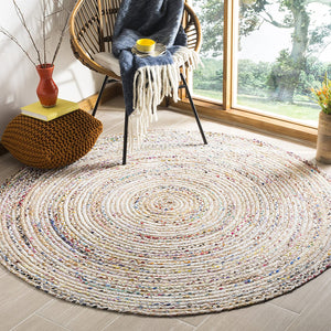 White Beige Jute Braided Round Rugfor Living Room – Artisan Style 10 handmade by LoomifyHome