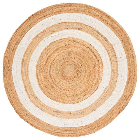 White Beige Jute Braided Round Rugfor Living Room – Artisan Style 4 handmade by LoomifyHome