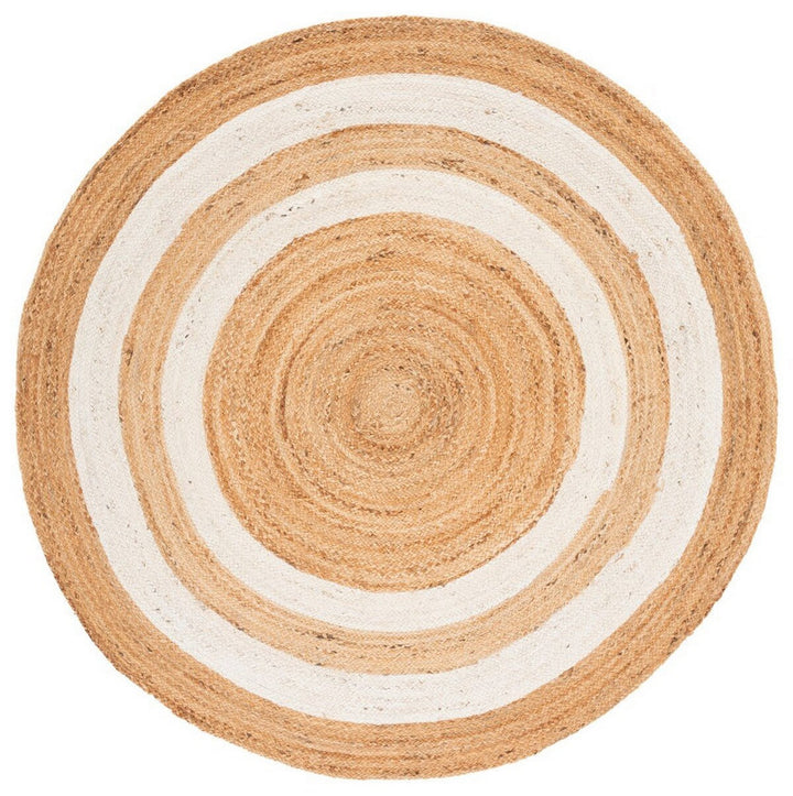 White Beige Jute Braided Round Rugfor Living Room – Artisan Style 4 handmade by LoomifyHome