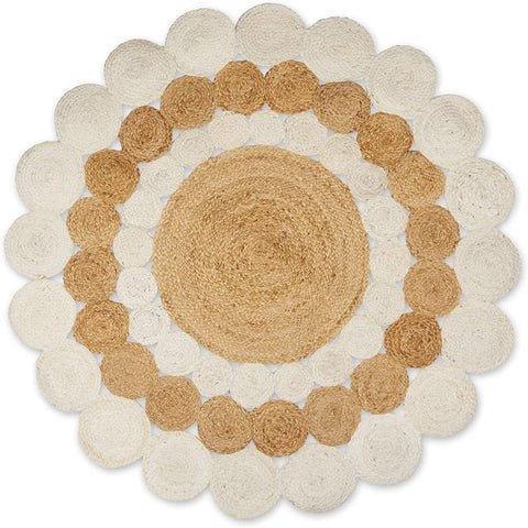 White Beige Jute Braided Round Rugfor Living Room – Ivory handmade by LoomifyHome